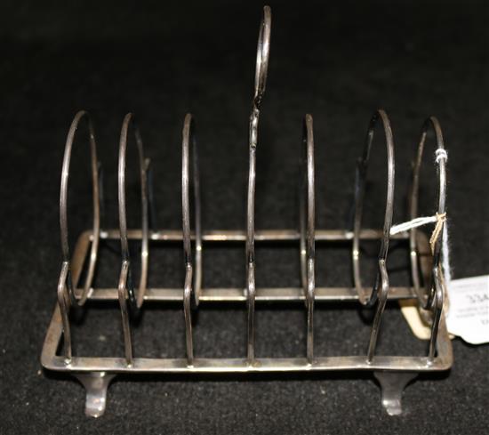 George III silver six division toast rack, by Thomas Ely, London 1809